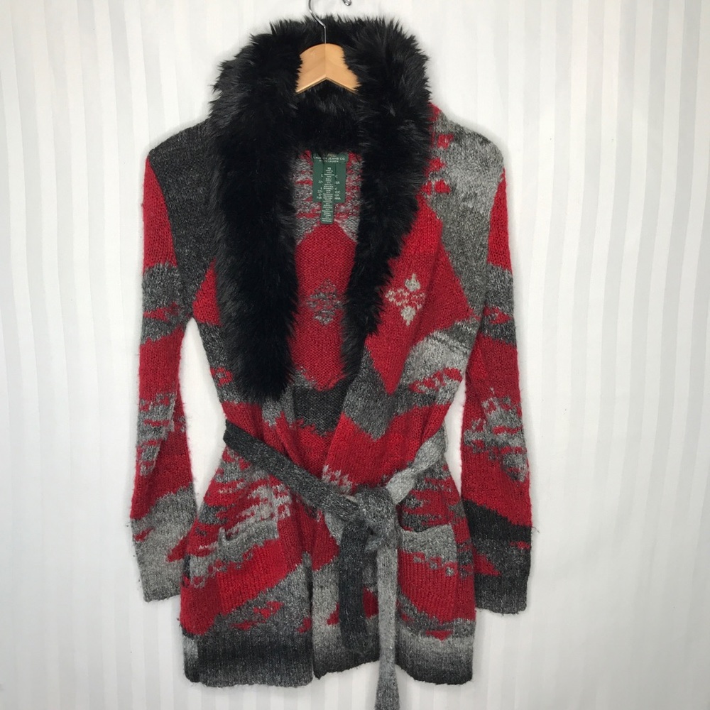 Ralph Lauren Sweater Aztec Print Belted STORED IN MOTHBALLS